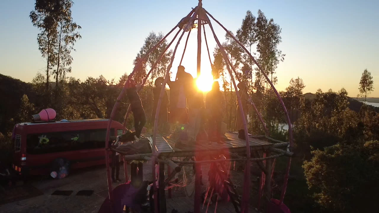 People on the dome deck as the sun goes down.